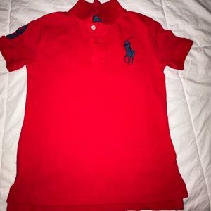 Like new boys Ralph Lauren Red with Navy blue big pony polo shirt size 6.